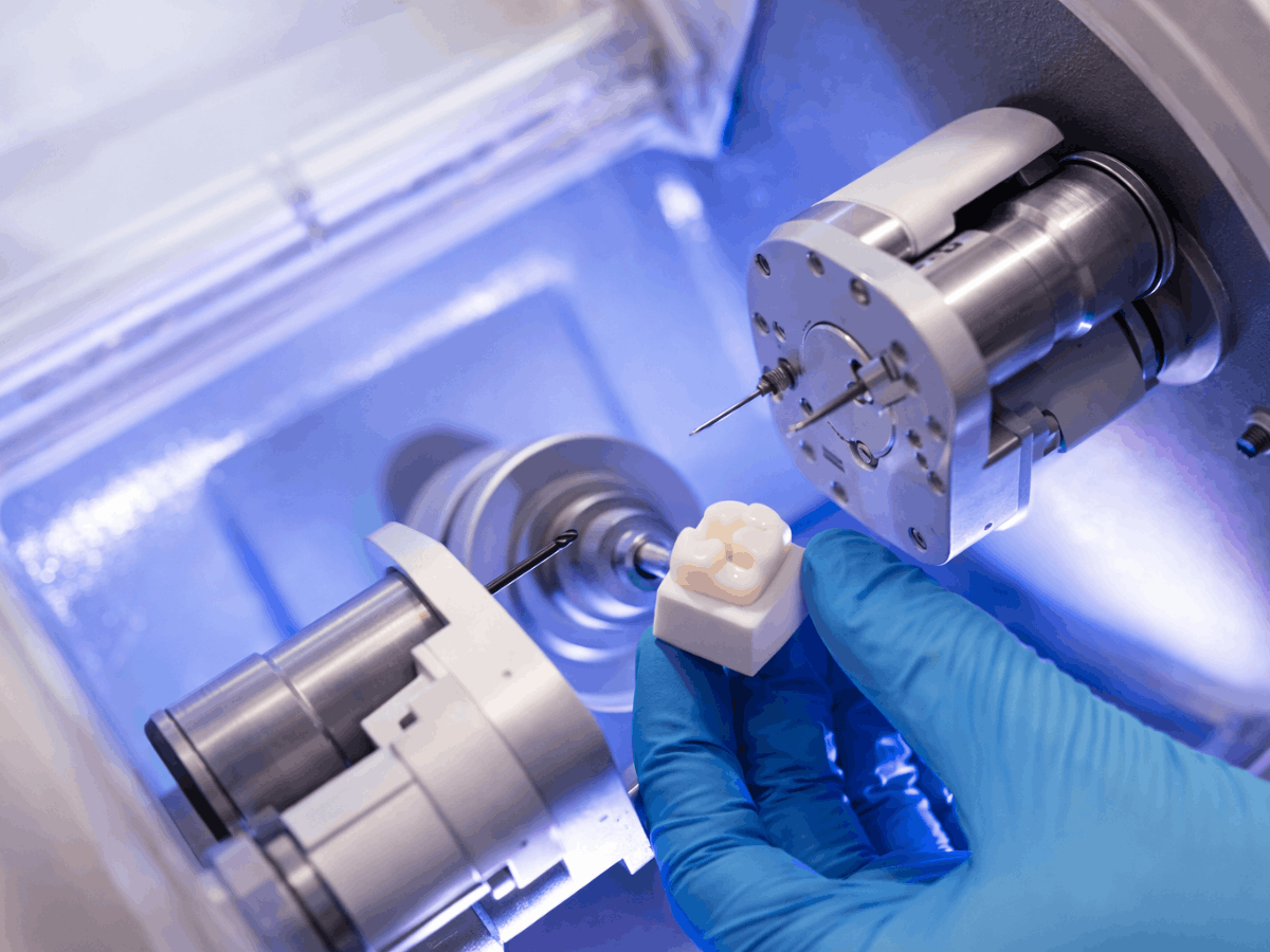 Dental Milling Machine Creating Same Day Crown