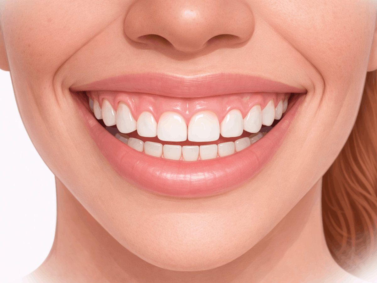 teeth that look short or square, a condition that may be improved with gum contouring or cosmetic dentistry.
