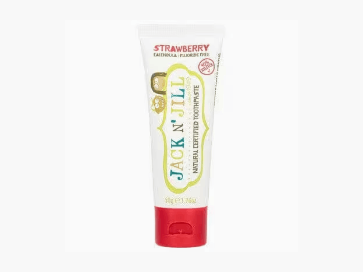 Jack N’ Jill natural kids toothpaste in strawberry flavor tube